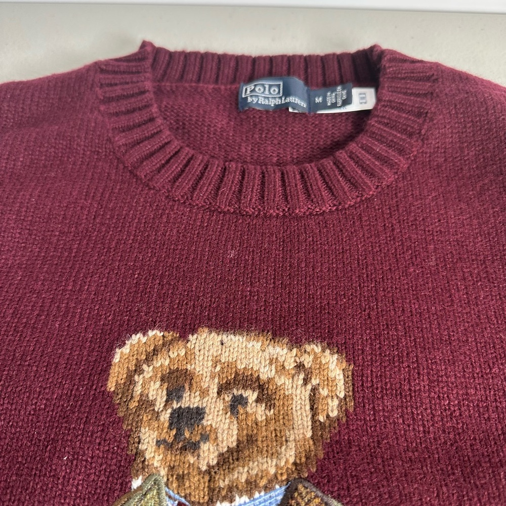 Polo Ralph Lauren Sweater Bear Men’s Size Medium Burgundy Red